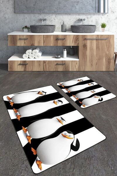 Homiko Set de 2 covorașe de baie mari cu model de pinguin