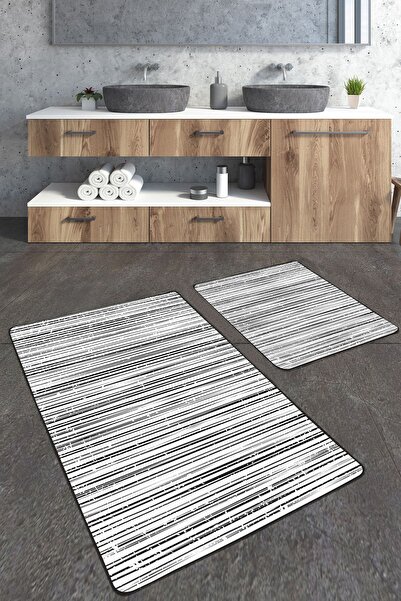 Homiko Set de 2 covorașe de baie mari cu model de dungi