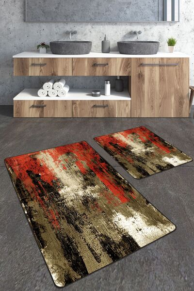 Homiko Antique Patterned Large Size Bathroom Mat Set of 2