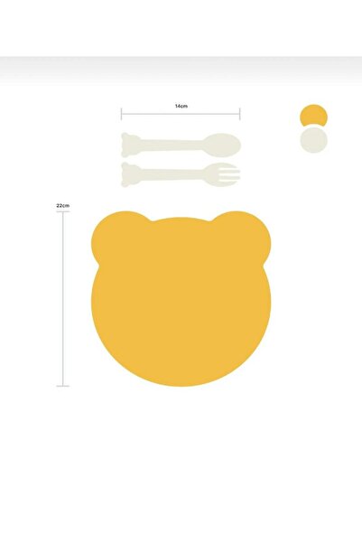 Bayev Yellow Bear Food Plate and Baby Set with Fork and Spoon