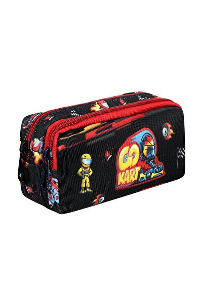 Waddell Lisanslı Siyah-Kırmızı Araba Desenli Erkek İlkokul Sırt Çantası,Beslenme Çantası Ve Kalemlik