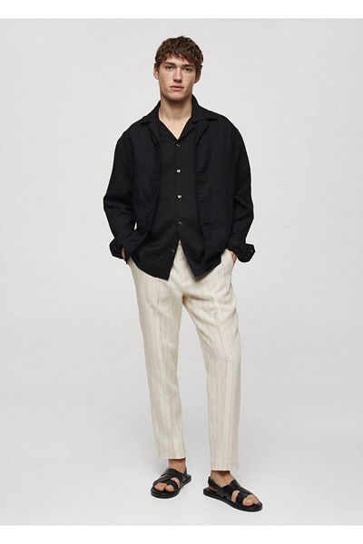 MANGO Man Pantaloni slim-fit cu dungi