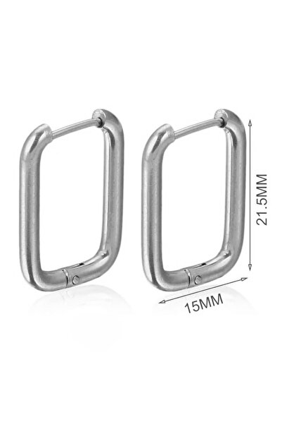 MAZEN Çelik Dikdörtgen Küpe Antialerjik Kararmaz Küpe