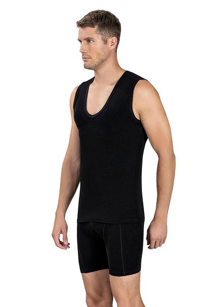 Jiber Men's Deep V-Neck Zero Sleeve Lycra Undershirt Undershirt 117 - 6 Pieces