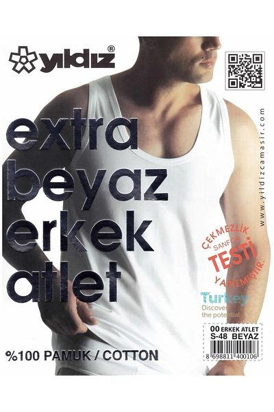 Yıldız Çamaşır Ανδρικό μονό ζέρσεϊ Star Extra White Strap Tank Top 00 - 6 Τεμάχια