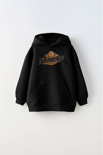 The Champ Clothing Детски суитшърт унисекс с качулка и принт с баскетболен принт