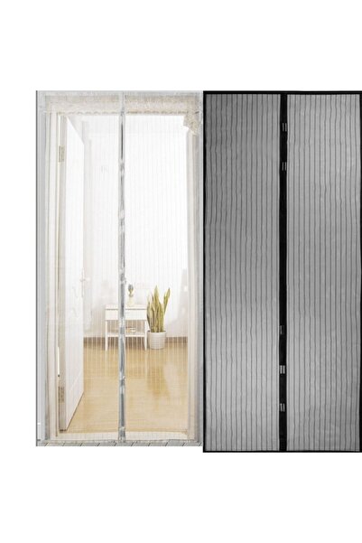 ZUV Manyetik Mıknatıslı Sineklik Perde Pratik Kapı Sinekliği Krem Renkli Kend...