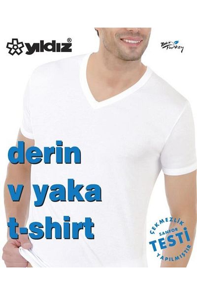 YILDIZ 3 τμχ 355-356 Ανδρικό κοντομάνικο μπλουζάκι με βαθύ λαιμόκοψη