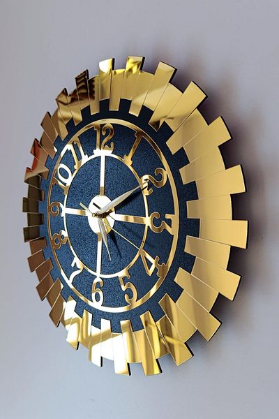 Wooden Factory Luxury Wall Clock Gold Sun Embossed Decorative Special Decorative Clock for Your Home or Business