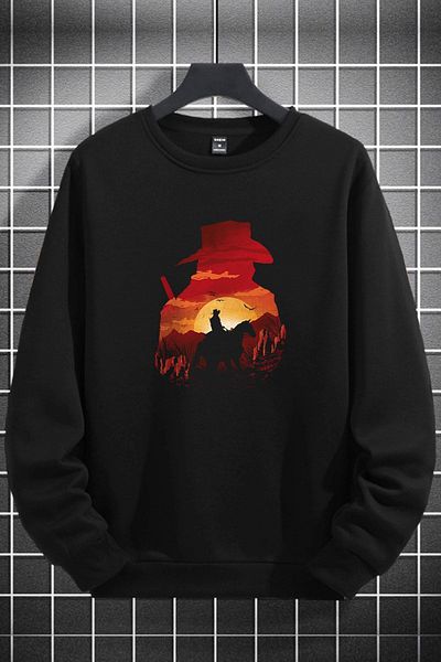 macklin Hanorac negru, unisex, femei, bărbați, Red Dead Redemption, cu imprimeu RDR