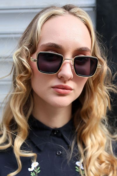 Eyesofia Γυαλιά ηλίου Leon Unisex Metal Square Gold Μαύρα