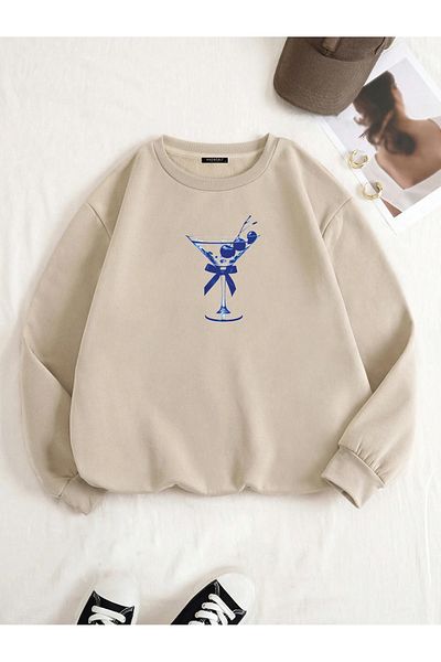Mad&Calf Dirty Martini Printed Oversize Γυναικείο Φούτερ - Fleece