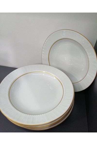 Porland Gilt Guaranteed - 19 cm Sapphire Porcelain Dinner Plate, 12 Pieces