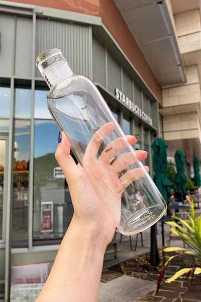 Porsima زجاجة مياه زجاجية من البورسليكات 2407 - زجاجة مياه للشرب على مدار الساعة - إبريق رأس - شفاف