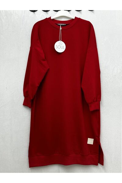 Soul SOULWomen's Below Knee Long Length RED Tunic with Elastic Sleeves / sweatshirt 30645
