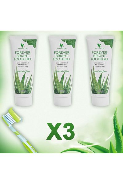 Forever Living Products مجموعة معجون أسنان فوريفر برايت جل بالصبار مكونة من 3 قطع