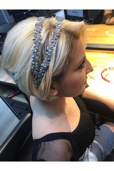 Yumak Dekor Grup Silver Stone Bridal Hair and Turban Accessory (Wedding Engagement Promise Hina Wedding Buckle)