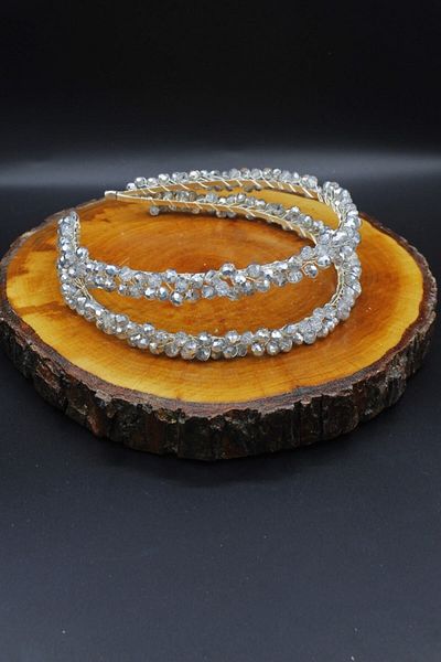 Yumak Dekor Grup Silver Stone Bridal Hair and Turban Accessory (Wedding Engagement Promise Hina Wedding Buckle)