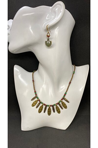 Porsuk Alternatif El Yapımı Etnik Orantik Hippi Pirinç Aparatlı Kadın Kolye K...