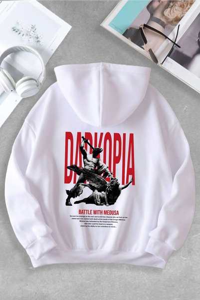 macklin Unisex Women Men Battle With Medusa Custom Design Printed Hooded Swea...