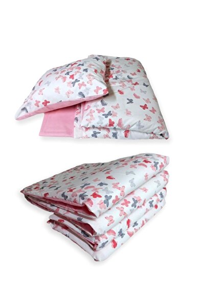 Bebek Özel طقم نوم مونتيسوري 100% قطن 100x200 مع فراشة وردية - حماية الحواف (...