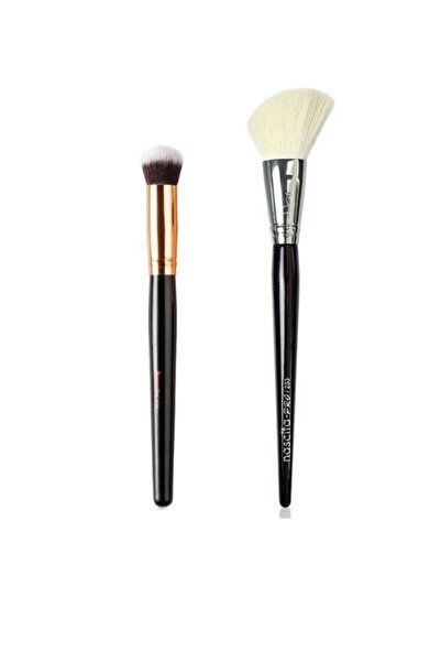 nascita فرشاة خافي العيوب ذات البنية البيضاوية 136+فرشاة أحمر الخدود بزاوية من ناسيتا برو 253