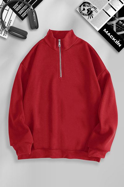 macklin men's and Women's Unprinted Stand Collar Basic Sweater - Half zipper