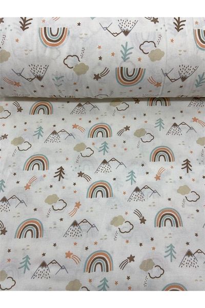 Bebek Özel Καφέ ποπλίνα Rainbow Pattern - 100% βαμβάκι, πλάτος 240 cm, 100X240 cm