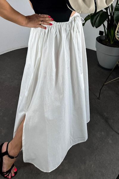 Butik Gardrop White Viscose Skirt - Pocket Detail