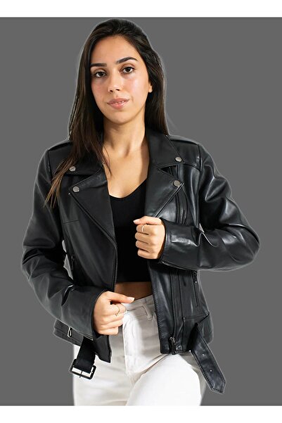 EVASİM Genuine Leather Women's Jacket (Black)