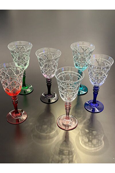 dekorasyon garajı Kristal Kesme Kadeh 6 Lı Hasır Desen