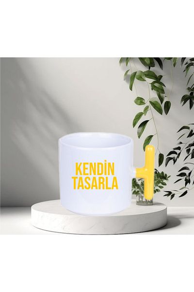 EYBaskı Tasarım T Handle - with Your Own Design (Wanted Writer-picture) Mug