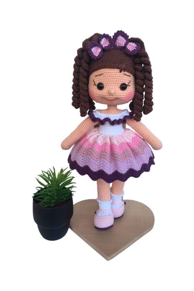SimayStore Pembe Amigurumi Organik Oyuncak Uyku Arkadaşı Örgü Bebek