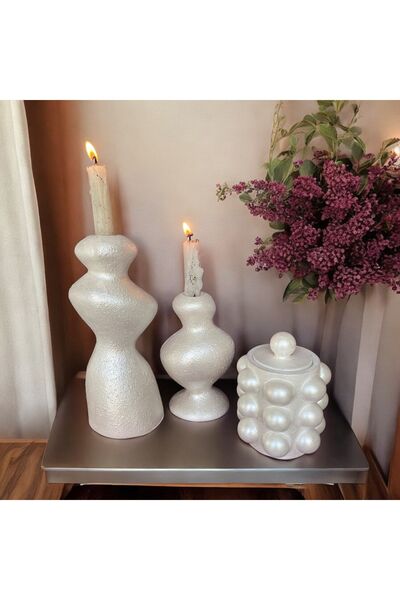 Luthien Decorative Pearlescent Box - Vase and Candlestick