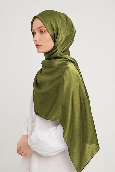 Saless Janjanli Hijab Crinkle Evening Dress Shawl - Khaki 70X190Cm