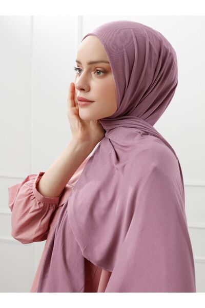 Şaless Βαμβακερό σάλι χτενισμένο από βισκόζη λύκρα 70x180cm - Σκούρο αποξηραμένο