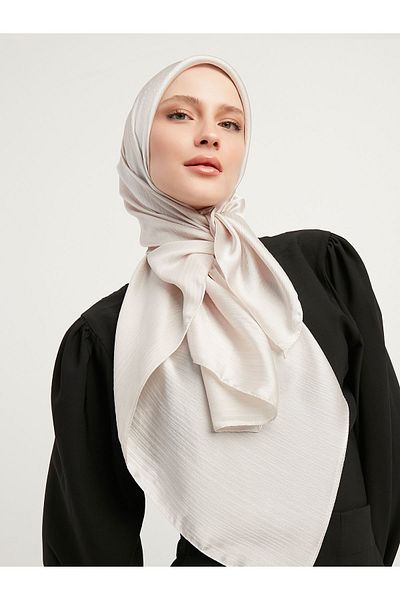 Saless Hijab Women's Janjan Crinkle Evening Scarf-Latte- 100X100Cm