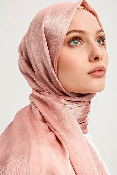 Saless Hijab Women's Janjan Crinkle Evening Dress Shawl-Powder- 70X190Cm