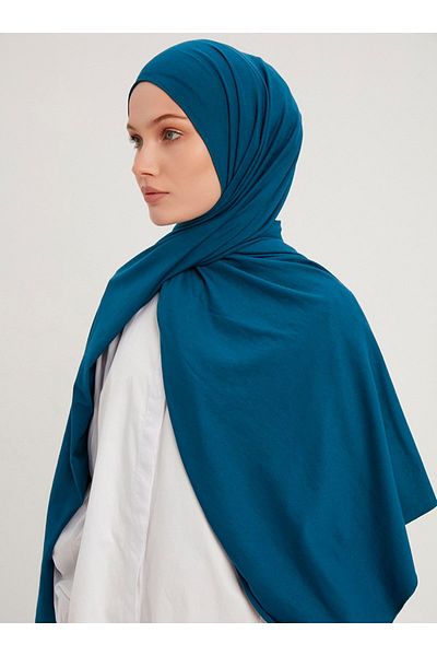 Saless Ocean Blue Lycra Combed Cotton Viscose Shawl 70x180cm