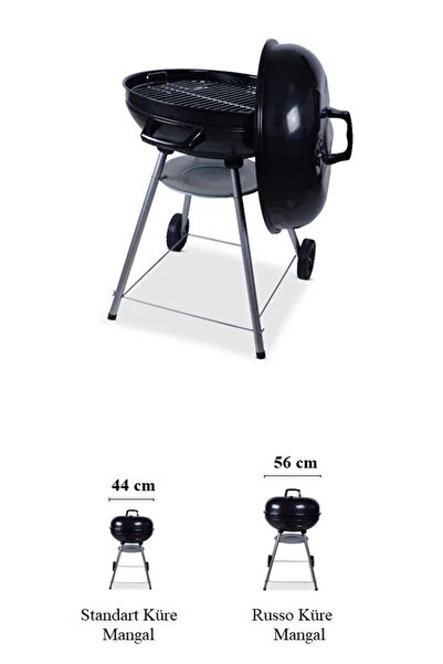 Mevsim Ticaret Russo Barbekü Kömürlü Mangal Geniş Hazneli Küre Mangal 56cm