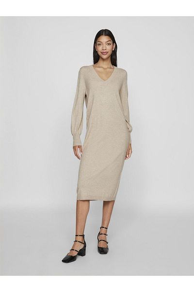 VILA Strickkleid V-Ausschnitt