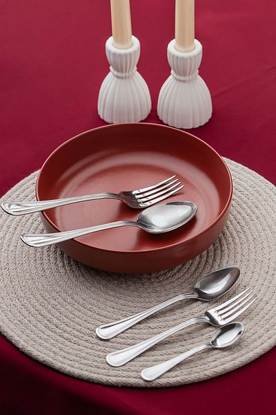 Porsima Etna Lisbon 60 Pieces 12 Person Cutlery Set - Stainless Steel Cutlery Set