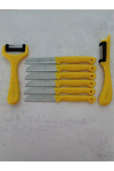 Solingen 6-Piece Fruit-Vegetable-Chopping Knife and 2-Piece Peeler Lemon Yellow Set of 8