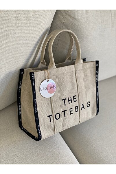 BAGLOVİS حقيبة حمل ذات حواف مع تفاصيل مخططة