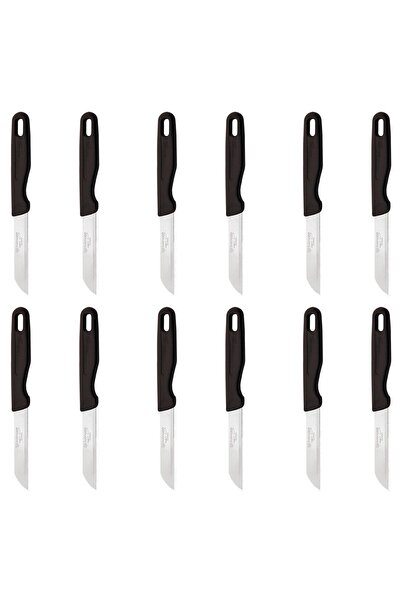 Solingen Delik Saplı Meyve Bıçağı 12'li Takım - Siyah Mat