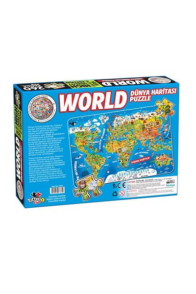 Uçandaire 35*50 Animals and Cities World Map Puzzle - 260 Pieces Educational