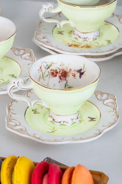 Kosova Zjn-002/4 Flower Gold Gilded Turkish Coffee Cup Set for 6 People