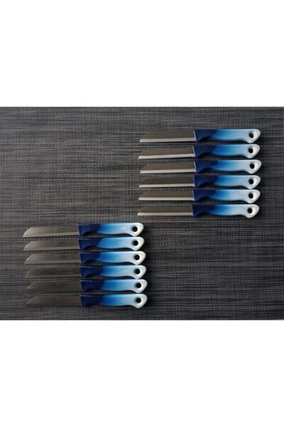 Solingen Meyve Sebze Bıçağı Ebruli Lacivert Beyaz 10'lu