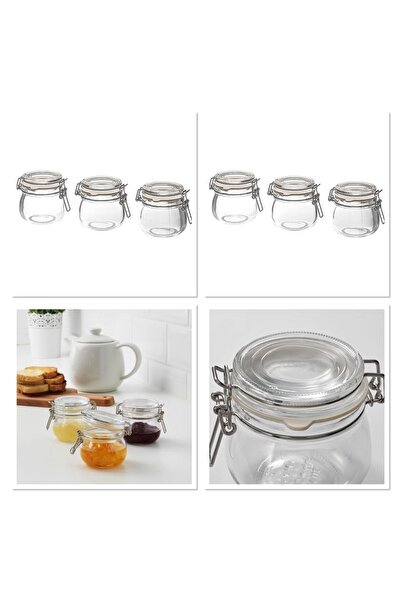 IKEA Set of 6 Glass Jars with Lids 13 Cl