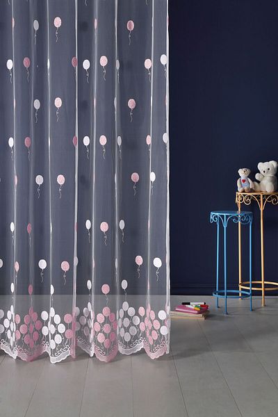 MAGİZA Balloon Patterned Tulle Curtain - Don't Want Iron, 1e-2floor Sparse, Suitable for Living Room and Children's Rooms